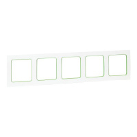 EKF Стокгольм Рамка 5-местная белая с линией цвета зеленый