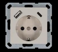 Jasmart G Тауп Розетка с/з со шторками 16A c USB A+C 25W