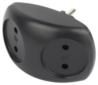 ЭРА Разветвитель электрический ЭРА SPx-2-B на 2 розетки без заземления 10А черный