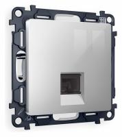 Комплект механизма телефонной розетки ALFA MA412030 Серебро глянец RJ-11(4P4C) с защитной шторкой QUANT