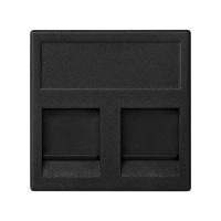 Simon Connect Графит Адатер со шторками на 2 коннектора RJ45, AMP(S110,SL110,SLt),Brand-Rex, 45х45мм