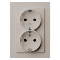 Jasmart Розетка SHUKO© двойная с защитными шторками 16A 250V~ 2P+T, цвет Тауп