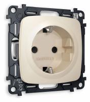 Комплект механизма электрической розетки OMEGA MO327010 Бежевый матовый с заземлением со шторками 2P+E 16A-250V QUANT