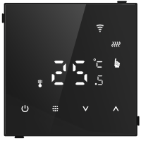 Donel Термостат с датчиком пола с Wi-Fi, программируемый через приложение, 70*70 мм. черное стекло, серия DTEF