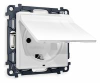 Комплект механизма электрической розетки ALFA MA108010 Белый глянец с заземлением с шторками и защитной крышкой 2P+E 16A-250V IP44 QUANT