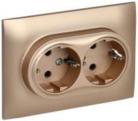 IEK SKANDY Песочный Розетка 2-ая с/з с защитными шторками 16А в сборе SK-R07Sa