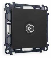 Комплект механизма TV розетки проходной ALFA MA813030 Черный матовый 5-1000 MHz 4dB QUANT