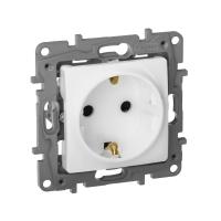 Legrand Etika Бел Розетка с/з со шторками, винт. клем.
