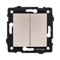 Выключатель кнопочный 2-клавишный 10А/250В, изогнутый, золотой Kollinger REA-R-011GD для Aspekt, Eleganz, Reflex