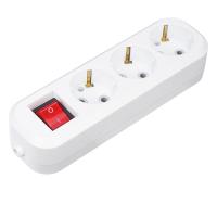 Колодка 3 гнезда с кнопкой c заземлением Rexant