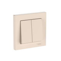 Systeme Electric AtlasDesign Бежевый Выключатель 2-клавишный, сх.5, 10АХ, в сборе, быстрозажим. клем.
