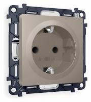 Комплект механизма электрической розетки ALFA MA367010 Серо-бежевый матовый с заземлением со шторками 2P+E 16A-250V QUANT