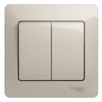 SE Glossa Молочный Выключатель 2-клавишный, сх.5, 10AX (в сборе)