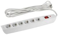 ЭРА Сетевой фильтр SFX-6es-2m-W с надежной защитой с заземлением с выключателем 6 розеток 2м 10А белый