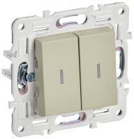 IEK SKANDY Бежевый Выключатель 2-клавишный с индикацией 10А SK-V09B