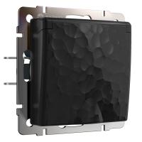 Розетка влагозащ. с зазем. с защит. крышкой и шторками (Hammar черный) W1271208