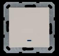 Jasmart Выключатель одноклавишный со светодиодом 10A 250V~ с накладкой, цвет Тауп