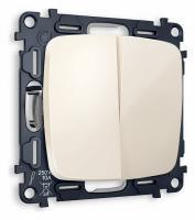 Комплект механизма 2-клавишного проходного выключателя OMEGA MO303020 Бежевый глянец QUANT