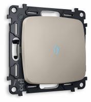 Комплект механизма 1-клавишного проходного выключателя с подсветкой 10000K OMEGA MO362040 Серо-бежевый матовый QUANT