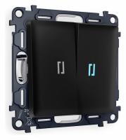 Комплект механизма 2-клавишного проходного выключателя с подсветкой 10000K ALFA MA804040 Черный матовый QUANT