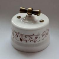 BIRONI Лизетта Керамика Белый Выключатель 2-кл (декор D6/2)