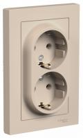 SE AtlasDesign Песочный Розетка двойная с/з, 16А, в сборе