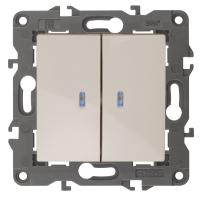 ЭРА 14-1105-02 Elegance Сл.кость Выключатель 2-кл с подсветкой