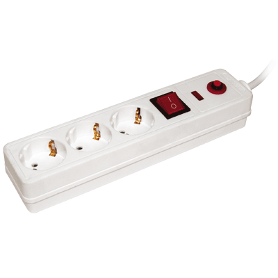 IEK Сетевой фильтр СФ-03К-выкл. 3 места 2Р+PЕ/1,5метра 3х1мм2