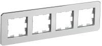 IEK BRITE DECOR Алюминий металл. скругл.угол Рамка 4-м РУ-4-1-Бр RE