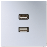 JUNG LS 990 Алюминий Накладка 2xUSB 2.0 (с несущей платой, монтаж только шурупами)