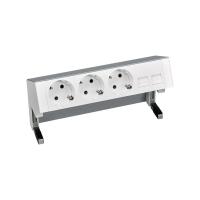 Simon 400 Алюминий Настольный розеточный блок, 3х2P+E, адаптер для 2хRJ45, моноблок