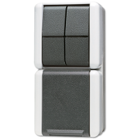 JUNG Комбинация - розетка и сдвоенный выключатель для накладного монтажа IP44