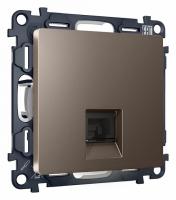 Комплект механизма телефонной розетки ALFA MA642030 Темная бронза матовый RJ-11(4P4C) с защитной шторкой QUANT