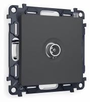 Комплект механизма TV розетки проходной ALFA MA913030 Графит мягкое касание 5-1000 MHz 4dB QUANT