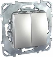 Schneider Electric Unica Top Алюминий Переключатель 2-клавишный (сх.6+6)