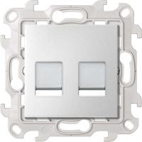 Simon 24 алюминий Розетка для передачи данных 2xRJ45 Cat.5e UTP Harmonie