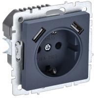 IEK BRITE Роз. с з/к/ш 16А с USB A+A 3,1А РЮш10-2-БрМ мар.