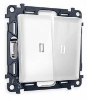 Комплект механизма 2-клавишного проходного выключателя с подсветкой 5600K ALFA MA104035 Белый глянец QUANT