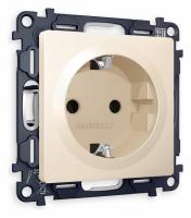 Комплект механизма электрической розетки ALFA MA327010 Бежевый матовый с заземлением со шторками 2P+E 16A-250V QUANT