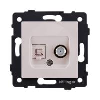 Розетка двойная спутниковая SAT + RJ45 Cat.6, кашемир матовый Kollinger REA-014CM для Aspekt, Eleganz, Reflex