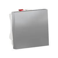 SE Unica Modular Алюминий Выключатель 1-клавишный, кнопочный, сх. 1, 10A, 2 модуля