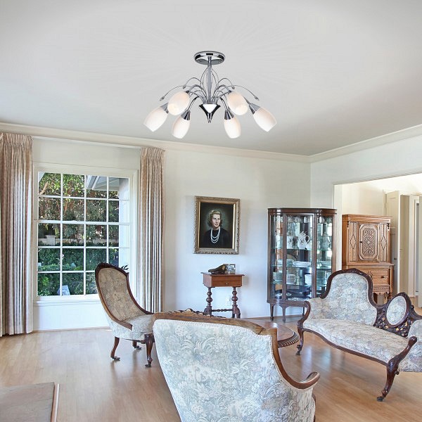 Потолочная люстра с плафонами 22080/6 хром Eurosvet Ginevra