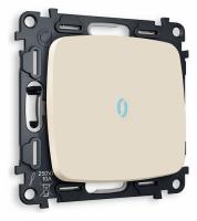 Комплект механизма 1-клавишного проходного выключателя с подсветкой 10000K OMEGA MO322040 Бежевый матовый QUANT