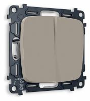 Комплект механизма 2-клавишного проходного выключателя OMEGA MO363020 Серо-бежевый матовый QUANT