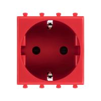 DKC Avanti Красный квадрат Розетка 2P+E со шторками 2 модуля