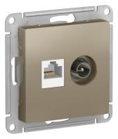 SE AtlasDesign Шампань Розетка двойная комп+ТВ, RJ45+TV, кат.5E, механизм