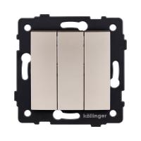 Выключатель 3-клавишный 10А/250В, изогнутый, золотой Kollinger REA-R-012GD для Aspekt, Eleganz, Reflex