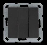 Jasmart Выключатель трехклавишный 10A 250V~ с накладкой, цвет Антрацит