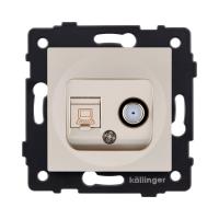 Розетка двойная спутниковая SAT + RJ45 Cat.6, золотой Kollinger REA-014GD для Aspekt, Eleganz, Reflex