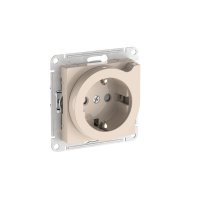Systeme Electric AtlasDesign Бежевый Розетка с заземлением со шторками с выталк., 16А,мех., быстрозажим. клем.
